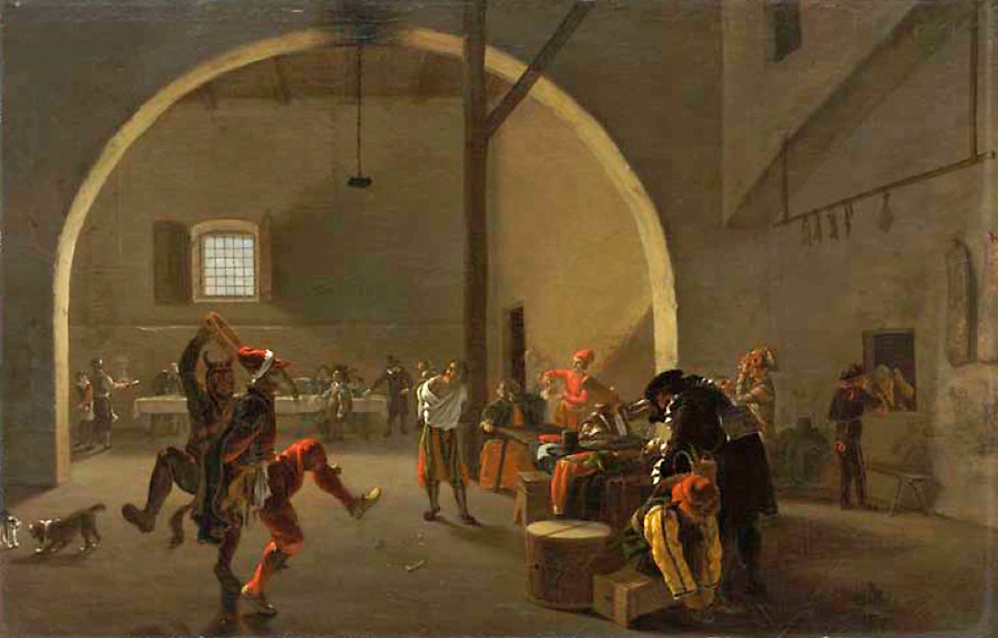 carnival revellers in a tavern